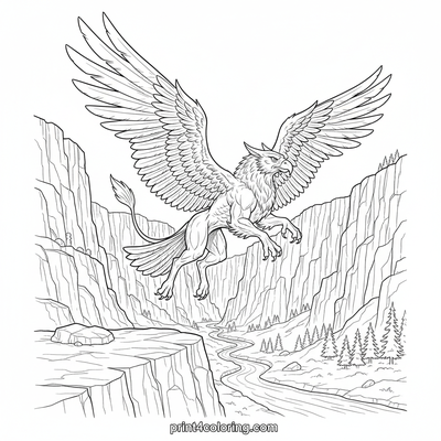 Majestic Griffin Canyon Soar - free printable coloring page