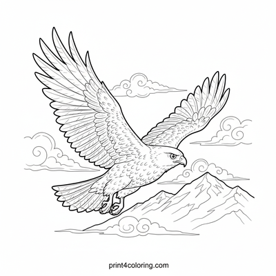 Soaring Majesty: Expert Hawk in Flight - free printable coloring page