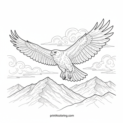 Majestic Sky Hunter: Hawk in Flight - free printable coloring page