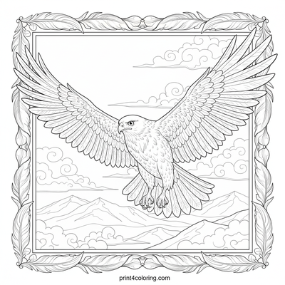 Majestic Hawk's Mountain Glide - free printable coloring page