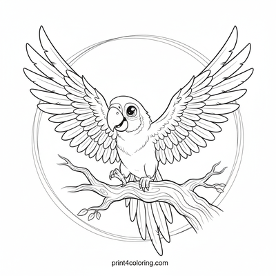 Majestic Macaw's Grand Ascent - free printable coloring page
