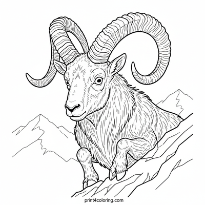 Alpine Acrobat: Mountain Goat's Daring Leap - free printable coloring page
