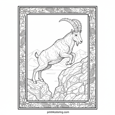 Majestic Mountain Goat's Craggy Ascent - free printable coloring page