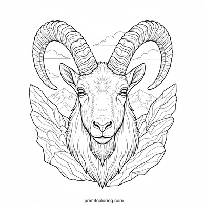 Majestic Mountain Goat: Summit Sentinel - free printable coloring page