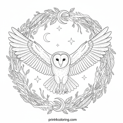 Barn Owl's Midnight Majesty - free printable coloring page