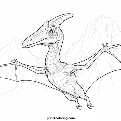 Majestic Pterodactyl's Sky Patrol - free printable coloring page
