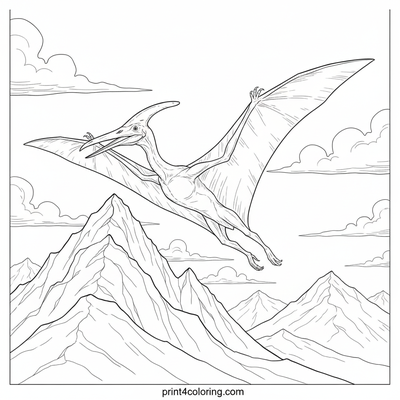 Majestic Pterodactyl Over Ancient Peaks - free printable coloring page