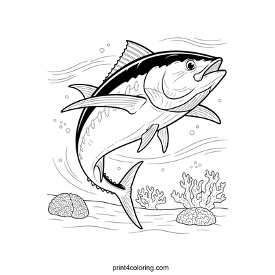 Ocean's Majestic Tuna Glide - free printable coloring page