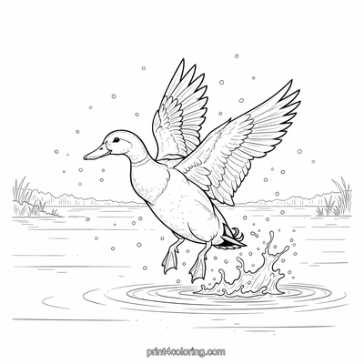 Mallard's Majestic Liftoff - free printable coloring page
