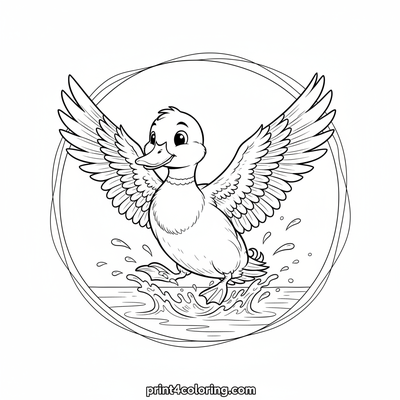 Mallard's Majestic Liftoff - free printable coloring page