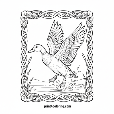 Mallard's Dynamic Liftoff - free printable coloring page