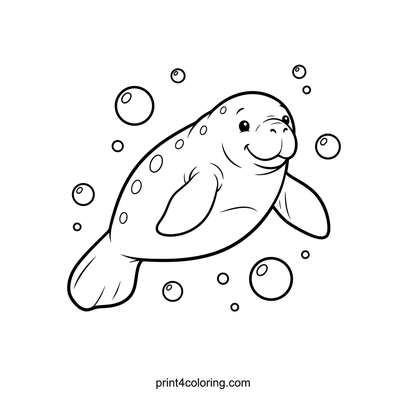 Happy Manatee's Bubbly Adventure - free printable coloring page