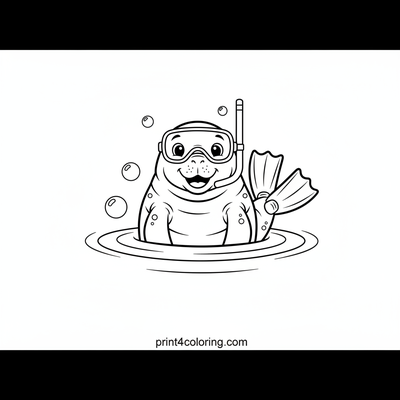 Manatee's Snorkel Surprise! - free printable coloring page