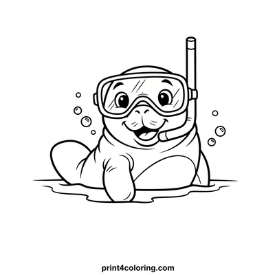Manatee's Snorkel Surprise - free printable coloring page