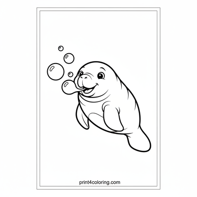 Happy Manatee's Bubble Bash - free printable coloring page