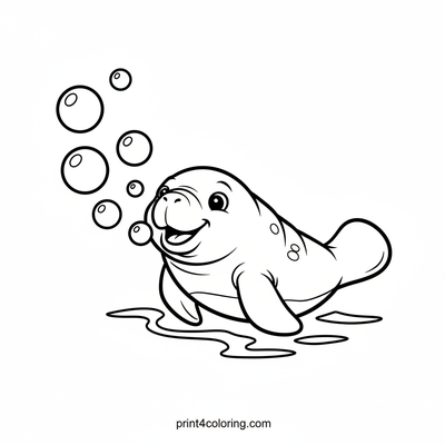 Manatee's Joyful Bubble Fun - free printable coloring page