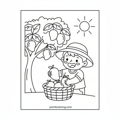 Sunny Mango Harvest Fun - free printable coloring page