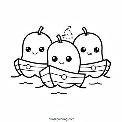 Happy Mango Boat Ride - free printable coloring page