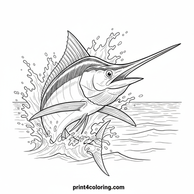Ocean's Acrobatic Marlin Leap - free printable coloring page