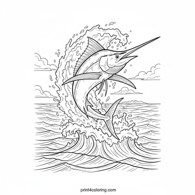 Marlin's Majestic Ocean Leap - free printable coloring page
