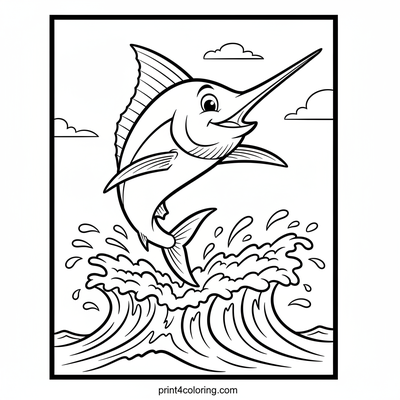 Majestic Marlin's Ocean Leap - free printable coloring page