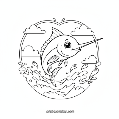 Marlin's Majestic Ocean Leap - free printable coloring page