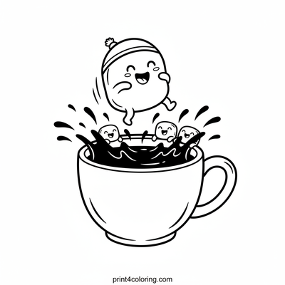 Marshmallow's Hot Chocolate Cannonball! - free printable coloring page