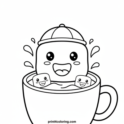 Sweet Marshmallow Hot Chocolate Dive! - free printable coloring page