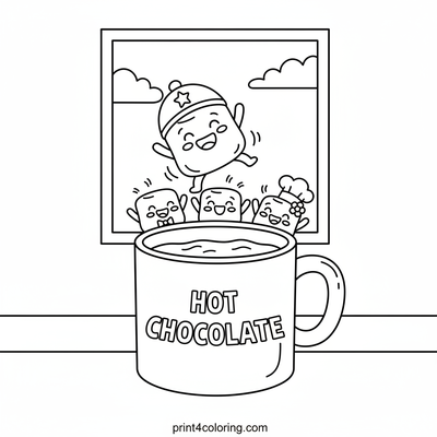 Marshmallow Cannonball Splash! - free printable coloring page