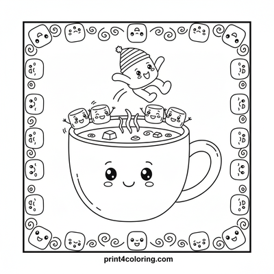 Marshmallow's Hot Chocolate Cannonball! - free printable coloring page
