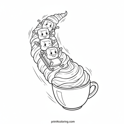 Marshmallow Mountain Sledding Adventure - free printable coloring page