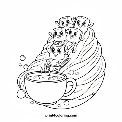 Marshmallow Mountain Sledding Adventure! - free printable coloring page