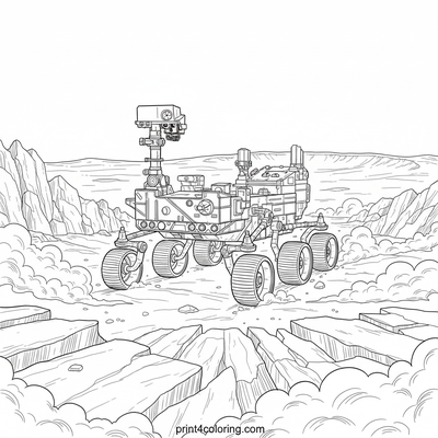 Martian Rover's Rocky Expedition - free printable coloring page