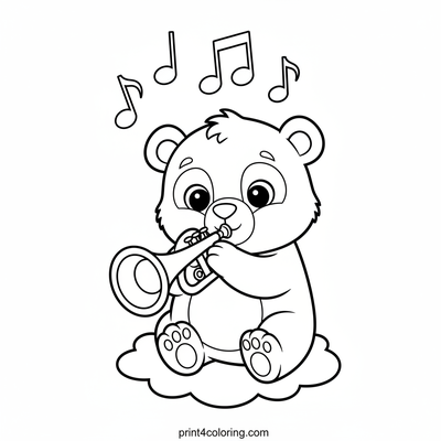 Melody Bear's Cloud Concert - free printable coloring page