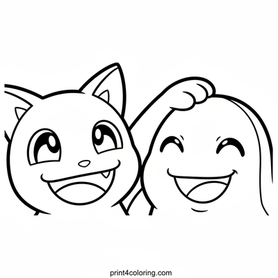 Meowth & Wobbuffet's Friendly Pat - free printable coloring page