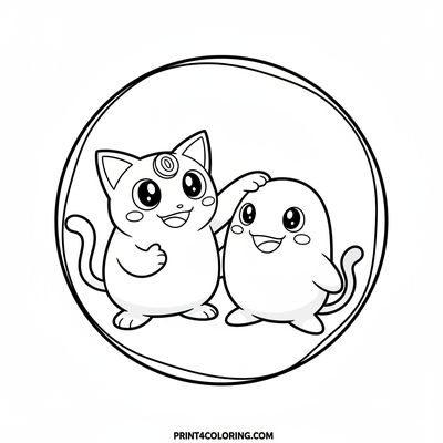 Meowth's Gentle Pat: Pokemon Friendship - free printable coloring page