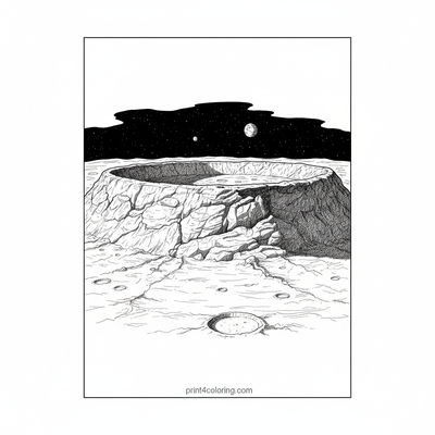 Mercury's Shadowed Peaks - free printable coloring page