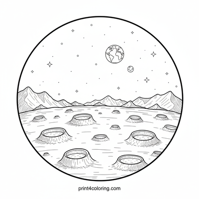 Mercury's Shadowed Craters: A Cosmic Canvas - free printable coloring page