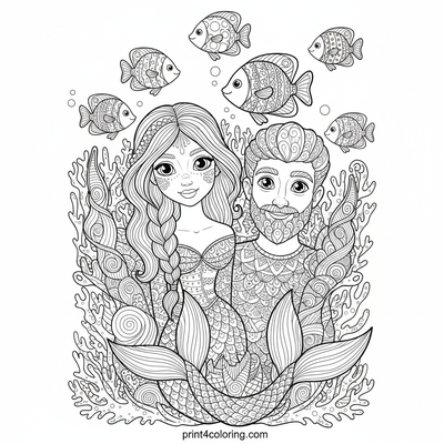 Merfolk's Grand Coral Ascent - free printable coloring page