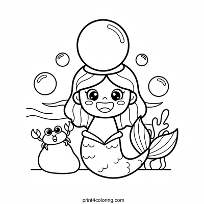 Silly Mermaid's Bubble Hat - free printable coloring page