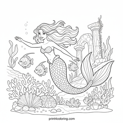 Graceful Mermaid's Coral Kingdom Swim