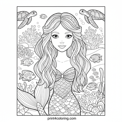 Mermaid's Majestic Coral Journey - free printable coloring page