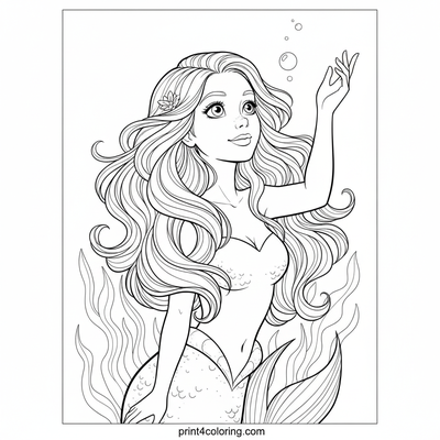 Shimmering Mermaid's Sunbeam Serenade - free printable coloring page