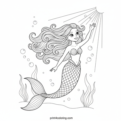 Mermaid's Sunbeam Serenade - free printable coloring page