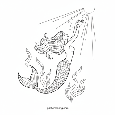 Shimmering Mermaid's Sunbeam Ballet - free printable coloring page