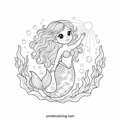 Mermaid's Sunbeam Serenade - free printable coloring page