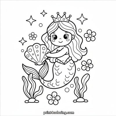 My Magical Mermaid Garden Adventure - free printable coloring page