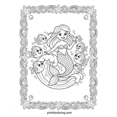 Mermaid's Magical Wave Ride - free printable coloring page
