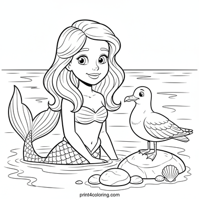 Mermaid's Secret Beach Smile - free printable coloring page
