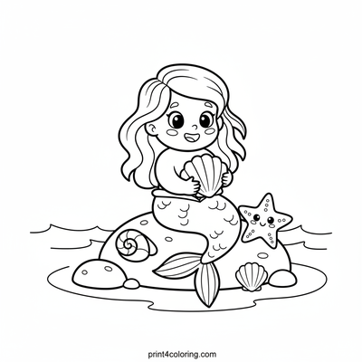Mermaid's Ocean Shell Collection - free printable coloring page